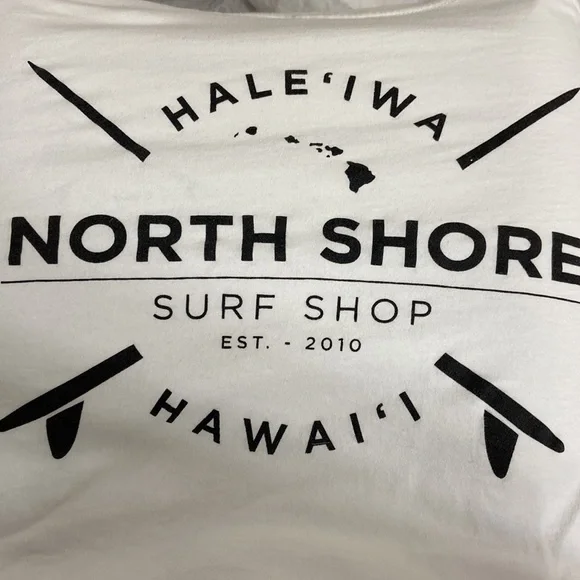 Men’s Hale’iwa North Shore Surf Shop white t-shirt with black design. No size. - Picture 8 of 11